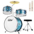 Drum Set Eastar 14 inch Drum Set for Kids, 3-Piece with Adjustable Throne, Cymbal, Pedal & Two Pairs of Drumsticks, Junior Drum Set with Bass Tom Snare Drum, Drum Kit for Beginners, Metallic Sky Blue Supply