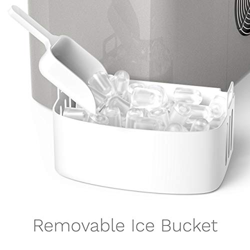 hOmeLabs Portable Ice Maker Machine for Counter Top - Makes 26 lbs of Ice per 24 hours - Ice Cubes ready in 6 Minutes - Electric Ice Making Machine with Ice Scoop and 1.5 lb Ice Storage - Silver Online Sale