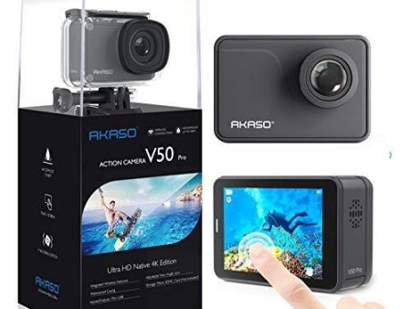 AKASO V50 Pro Native 4K30fps 20MP WiFi Action Camera with EIS Touch Screen 100 feet Waterproof Camera Web Camera Support External Mic Remote Control Sports Camera with Helmet Accessories Kit Hot on Sale