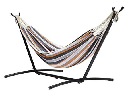 Amazon Basics Double Hammock with 9-Foot Space Saving Steel Stand and Carrying Case, Multi Color, 400 lb Capacity Hot on Sale