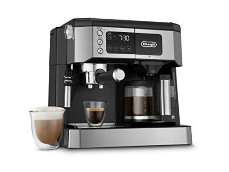 De Longhi All-in-One Combination Coffee Maker & Espresso Machine + Advanced Adjustable Milk Frother for Cappuccino & Latte + Glass Coffee Pot 10-Cup, COM532M Online Sale