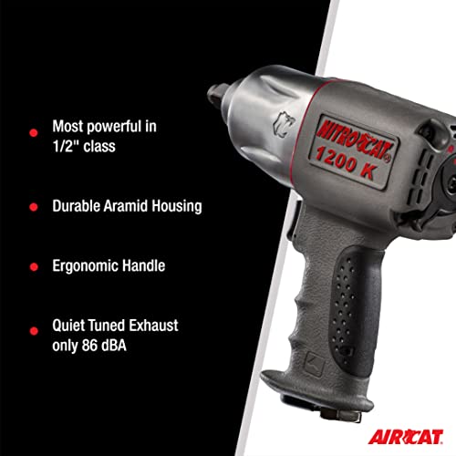 AIRCAT 1200-K 1 2-Inch Nitrocat Kevlar and Composite Twin Clutch Impact Wrench 1295 ft-lbs Online Sale