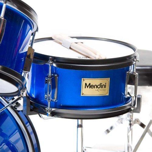 Mendini By Cecilio Drum Set For Kids Junior - 16-Inch, 5-Piece, Blue Metallic - Starter Drums Kit w Adjustable Throne, Cymbal, Pedal & Drumsticks - MJDS-5-BL For Cheap