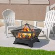 Amagabeli Fire Pit Outdoor Wood Burning 24in Firepit Firebowl Fireplace Poker Spark Screen Retardant Mesh Lid Extra Deep Large Square Outside Backyard Deck Heavy Duty Metal Grate Rustproof Bronze For Cheap