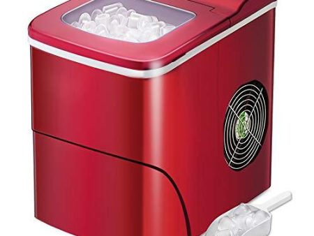 AGLUCKY Counter top Ice Maker Machine,Compact Automatic Ice Maker,9 Cubes Ready in 6-8 Minutes,Portable Ice Cube Maker with Scoop and Basket,Perfect for Home Kitchen Office Bar (Red) Online now