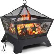 Amagabeli Fire Pit Outdoor Wood Burning 24in Firepit Firebowl Fireplace Poker Spark Screen Retardant Mesh Lid Extra Deep Large Square Outside Backyard Deck Heavy Duty Metal Grate Rustproof Bronze For Cheap