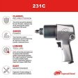 Ingersoll Rand 231C 1 2” Drive Air Impact Wrench – Lightweight, Max 600 ft-lbs Torque Output, Adjustable Power, Twin Hammer, Silver on Sale