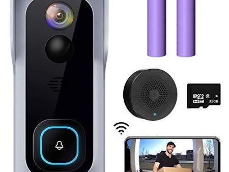 WiFi Video Doorbell Camera, XTU Wireless Doorbell Camera with Chime, 1080P HD, 2-Way Audio, Motion Detection, IP65 Waterproof, Cloud Storage and 32GB SD Card Included Supply