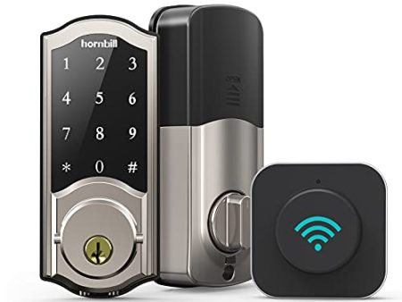 Smart Deadbolt Locks with Keypad, hornbill Keyless Entry Digital Front Door Lock with Wi-Fi Bridge, Bluetooth Electronic Auto Lock Work with Alexa, App Control for Homes, Offices and Apartments Fashion