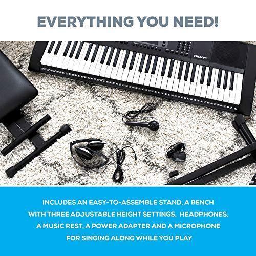 Alesis Melody 61 MKII - 61 Key Music Keyboard   Digital Piano with Built-In Speakers, Headphones, Microphone, Piano Stand, Music Rest and Stool Supply