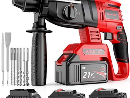 Rotary Hammer Drill, WAKYME SDS-Plus 1 2 inch 21V Cordless Demolition Hammer with 1400RPM and Two 4.0Ah Batteries, Variable Speed, 3-in-1 Mode Brushless Impact Drill with Safety Clutch, 13 Pieces Set Online