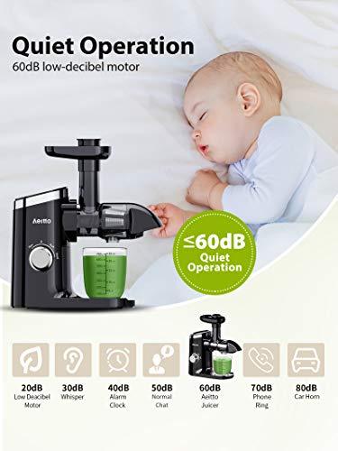 Slow Juicer,Aeitto Masticating Juicer,Juice Extractor,Cold Press Juicer with 2-Speed Modes,Juicer Machines with Reverse Function & Quiet Motor for Vegetables And Fruits,Easy to Clean with Brush Sale