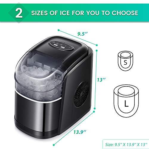 Kismile Counter top Ice Maker Machine with Self-Cleaning, 26LBS 24H Compact Automatic Ice Maker,9 Cubes Ready in 6-8 Minutes,Portable Ice Cube Maker, Perfect for Home Kitchen Office Bar (Black) Online now