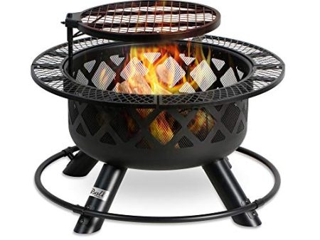 BALI OUTDOORS Wood Burning Fire Pit with Quick Removable Cooking Grill, Black, 32in Cheap