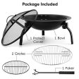 Amagabeli Fire Pit Outdoor Wood Burning Portable Folding 22in Firepit Firebowl Fireplace Poker Spark Screen Retardant Mesh Lid Deep Round Outside Backyard Camping Metal Grate Rustproof Black For Discount