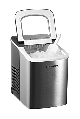 Frigidaire Compact Countertop Ice Maker, Makes 26 Lbs. Of Bullet Shaped Ice Cubes Per Day, Silver Stainless Sale