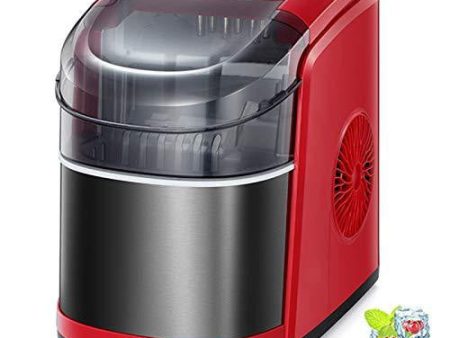 Kismile Countertop Ice Maker Machine,26Lbs 24H Compact Automatic Ice Makers,9 Cubes Ready in 6-8 Minutes,Portable Ice Cube Maker with self-Cleaning Program (Black and Red) For Discount