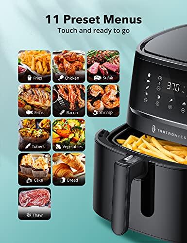 TaoTronics Air Fryer, Max XL 6 Quart 1750W 11-in-1 Airfryer Oven with Basket & Touch Panel, 11 Preset Menus 50 Recipes Cookbook for Roast, Preheat, Bake, Nonstick Easy Clean, Black Online Sale