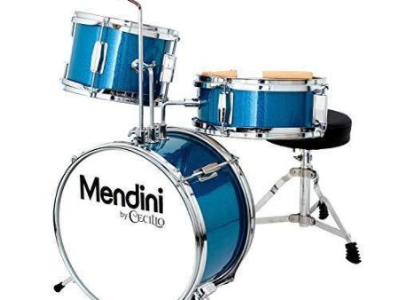 Mendini by Cecilio 13 inch 3-Piece Kids Junior Drum Set with Throne, Cymbal, Pedal & Drumsticks (Blue Metallic) Sale