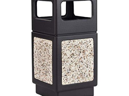 Safco Products Canmeleon Outdoor Indoor Aggregate Panel Trash Can 9472NC, Black, Natural Stone Panels, Outdoor Indoor Use, 38-Gallon Capacity Cheap