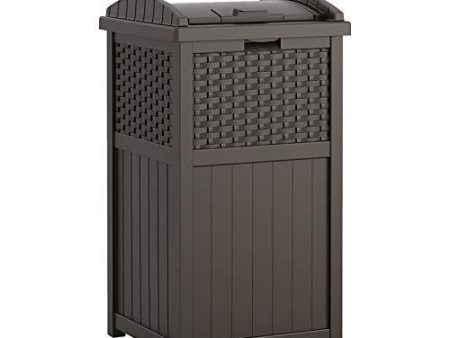 Suncast 33 Gallon Hideaway Can Resin Outdoor Trash with Lid Use in Backyard, Deck, or Patio, 33-Gallon, Brown Online now