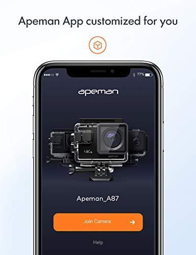 APEMAN 4K 60FPS Action Camera A87,Touch Screen 20MP Wi-Fi EIS 8X Zoom Remotor Control Sports Cam 40M Waterproof Underwater Vlog Camcoder with Mounting Accessories Kit and Carrying Case Online Sale