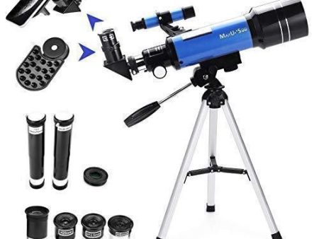 MaxUSee 70mm Refractor Telescope with Tripod & Finder Scope for Kids & Astronomy Beginners, Portable Telescope with 4 Magnification eyepieces & Phone Adapter Fashion