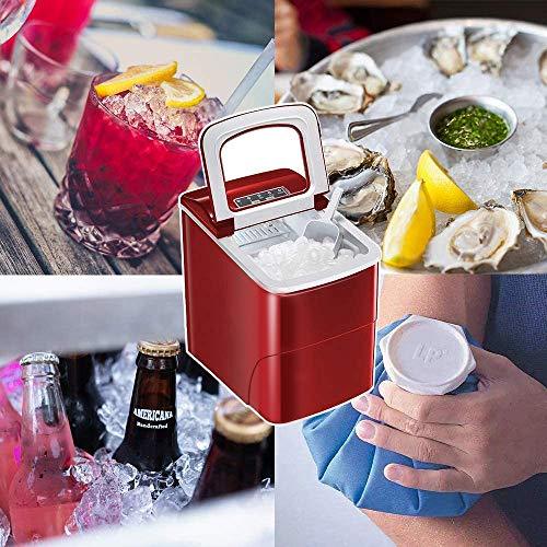 AGLUCKY Counter top Ice Maker Machine,Compact Automatic Ice Maker,9 Cubes Ready in 6-8 Minutes,Portable Ice Cube Maker with Scoop and Basket,Perfect for Home Kitchen Office Bar (Red) Online now