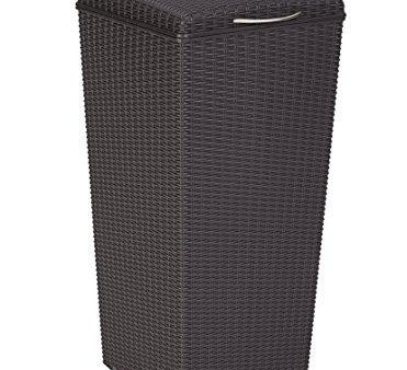 Keter 231478 Large Outdoor Trash Can with Lid Perfect for Backyard Hosting, Patio and Kitchen Use, 15 in. W x 15 in. D x 33.3 in. H, Espresso Brown Sale