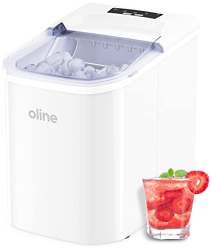 Oline Ice Maker Machine, Automatic Self-Cleaning Portable Electric Countertop Ice Maker, 26 Pounds in 24 Hours, 9 Ice Cubes Ready in 7 Minutes, with Ice Scoop & Basket (White) Online Hot Sale