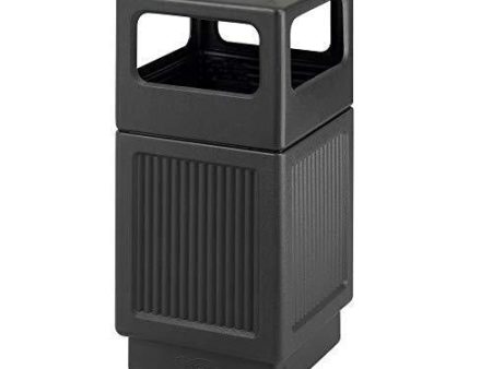 Safco Products Canmeleon Outdoor Indoor Recessed Panel Trash Can 9476BL, Black, Decorative Fluted Panels, 38-Gallon Capacity Discount