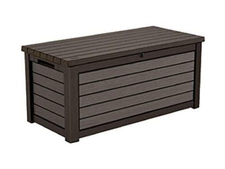 165 Gallon Weather Resistant Resin Deck Storage Container Box Outdoor Patio Garden Furniture, Brown on Sale