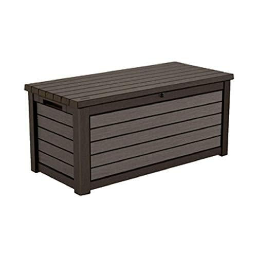 165 Gallon Weather Resistant Resin Deck Storage Container Box Outdoor Patio Garden Furniture, Brown on Sale