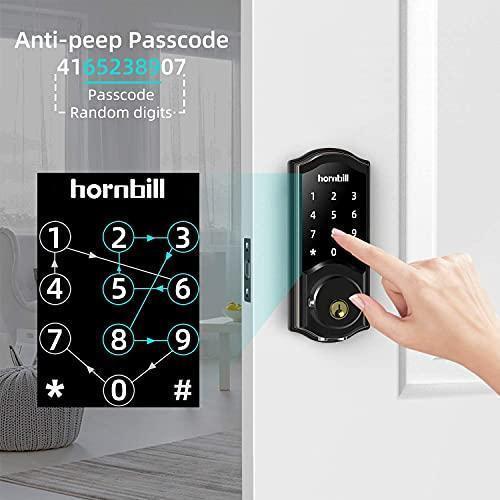 Smart Deadbolt,hornbill Door Locks with Keypads,Include Wi-Fi Bridge,Work with Alexa&Google Home,Free APP, Code,Bluetooth Keyless Entry Door Lock ,Smart Locks Front Door for Home Office Airbnb,Black For Sale