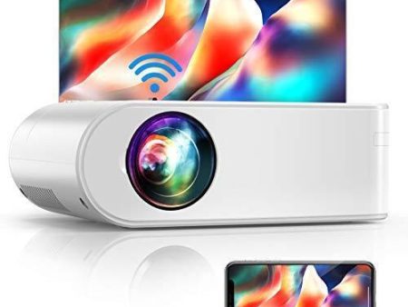 YABER V2 WiFi Mini Projector 6500L [Projector Screen Included] Full HD 1080P and 200  Supported, Portable Wireless Mirroring Projector for iOS Android TV Stick PS4 PC Home & Outdoor (White) Online Sale