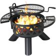 BALI OUTDOORS Fire Pits Outdoor Wood Burning, Practical Fire Pit with Cooking Grate Outdoor Fireplace with Cooking Grill Firepit Grill, Black For Discount