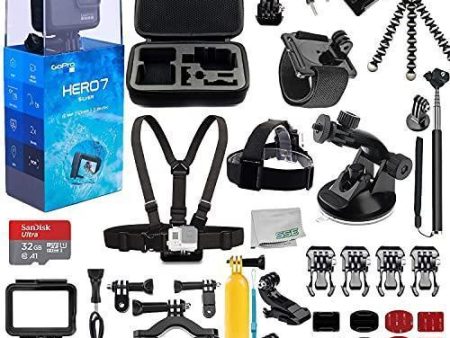 GoPro HERO7 (Hero 7) Silver with Essential 25 Piece Accessory Bundle - Includes: SanDisk Ultra 32GB MicroSDHC Memory Card, Premium Hard Case for GoPro, Chest Strap with Mount, Mini Tripod & Much More Online Hot Sale