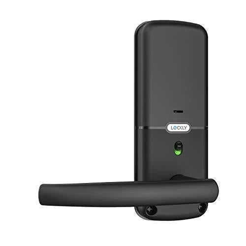 Lockly Fingerprint Bluetooth Keyless Entry Door Smart Lock (PGD628F) | Advanced Electronic Touchscreen System | Discrete PIN Code Input | iOS and Android | Auto Lock | Latch Edition (Matte Black) Fashion