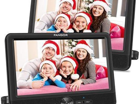 FANGOR 10’’ Dual Car DVD Player Portable Headrest CD Players with 2 Mounting Brackets, 5 Hours Rechargeable Battery, Last Memory, Free Regions, USB SD Card Reader, AV Out&in ( 1 Player + 1 Screen ) Sale