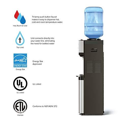 Brio Limited Edition Top Loading Water Cooler Dispenser - Hot & Cold Water, Child Safety Lock, Holds 3 or 5 Gallon Bottles - UL Energy Star Approved Discount