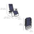 Best Choice Products Set of 2 Adjustable Steel Mesh Zero Gravity Lounge Chair Recliners w Pillows and Cup Holder Trays, Blue Fashion