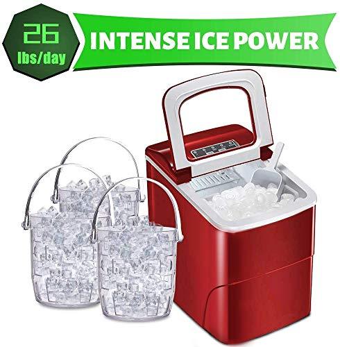 AGLUCKY Counter top Ice Maker Machine,Compact Automatic Ice Maker,9 Cubes Ready in 6-8 Minutes,Portable Ice Cube Maker with Scoop and Basket,Perfect for Home Kitchen Office Bar (Red) Online now