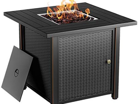 BLUBERY 30  Propane Fire Pit ,50,000 BTU Outdoor Fire Pit Table.Wicker Steel Surface ,Auto-Ignition,ETL Compliant,Your Garden Warm Companion. Discount