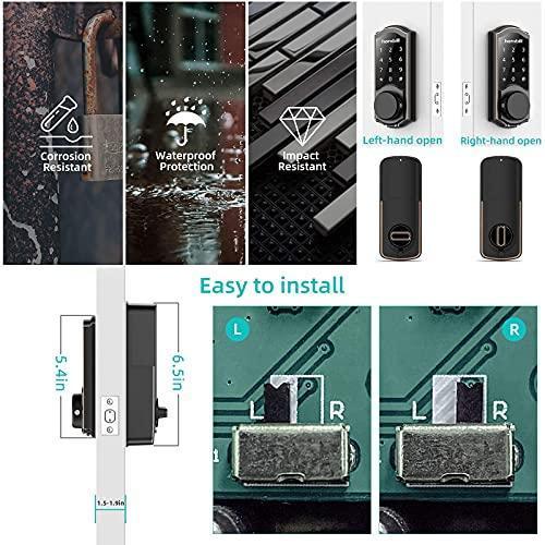 Smart Deadbolt,hornbill Door Locks with Keypads,Include Wi-Fi Bridge,Work with Alexa&Google Home,Free APP, Code,Bluetooth Keyless Entry Door Lock ,Smart Locks Front Door for Home Office Airbnb,Black For Sale