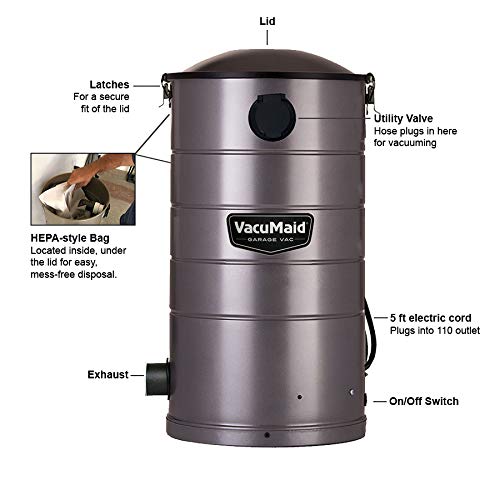 VacuMaid GV50PRO Wall Mounted Garage and Car Vacuum with 50 ft. Hose and Tools. Fashion