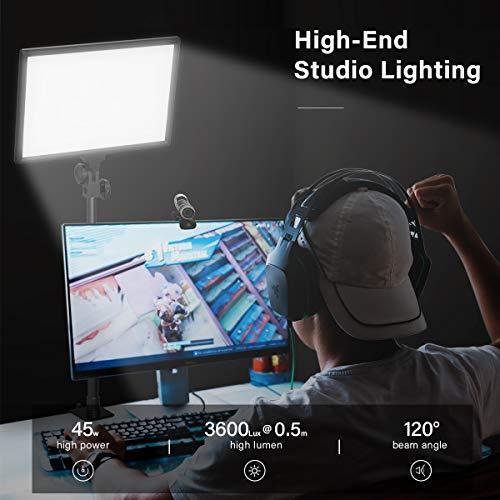 Dazzne D50 Desk Mount Video Light with C-Clamp, LED Studio Photography Light with Wireless Remote, 15.4 Inches 45W 3000K-8000K 3600LM Dimmable 0-100% for Video Conference Tiktok Live Game Streaming For Discount