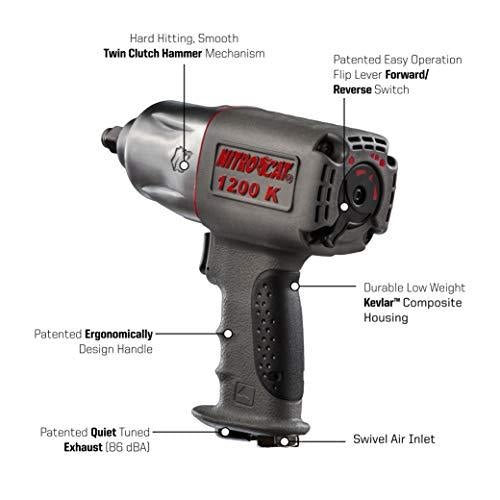 NitroCat 1200-K 1 2-Inch Kevlar Composite Air Impact Wrench With Twin Clutch Mechanism Fashion