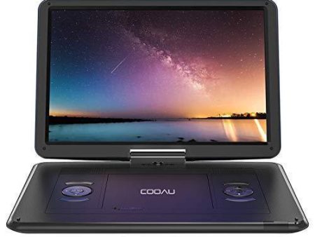 COOAU 17.9“ Portable DVD Player with 15.6  Large Swivel Screen, 6 Hrs Long Lasting Built-in Battery, Region Free, Stereo Sound, with Remote Controller, SD+USB+AVin+AVout+Earphone Port. (Black) Online