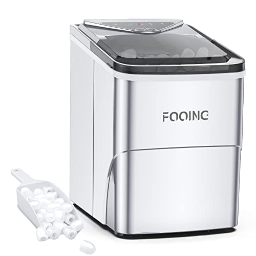 Ice Makers Countertop, Self-Cleaning Function, 26lbs 24Hrs, 9 Cubes Ready in 7mins with LED Display for Parties Mixed, Portable Ice Cube Maker with Ice Scoop and Basket (Silver) Hot on Sale