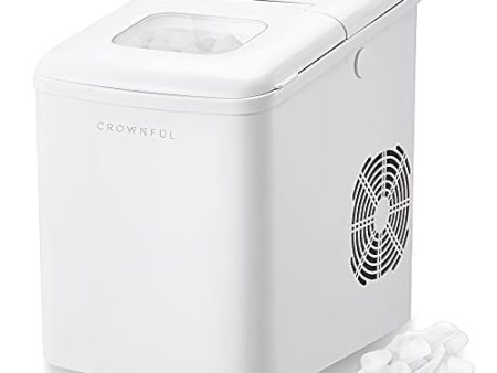 CROWNFUL Ice Maker Machine for Countertop, 9 Bullet Ice Cubes S L Ready in 7 Minutes, 26lbs 24H, Auto self-Cleaning, Portable Small Ice Maker with Scoop and Basket (White) Fashion